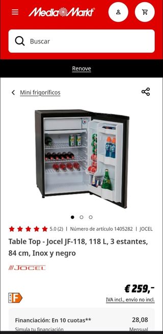 Nevera pequeña 118L con muy poco uso