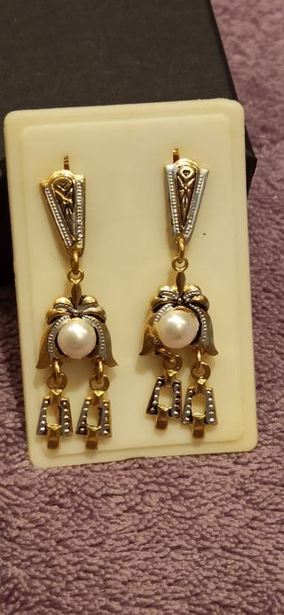 Pendientes vintage oro damasquino