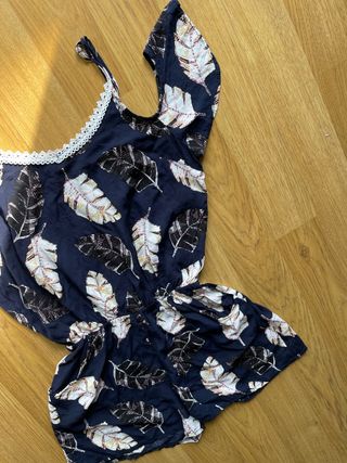 Mono estampado hojas azul marino puntillas T.S T.M