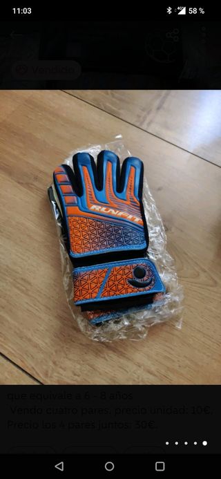 Guantes portero niños.
