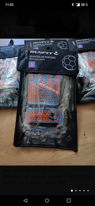 Guantes portero niños.