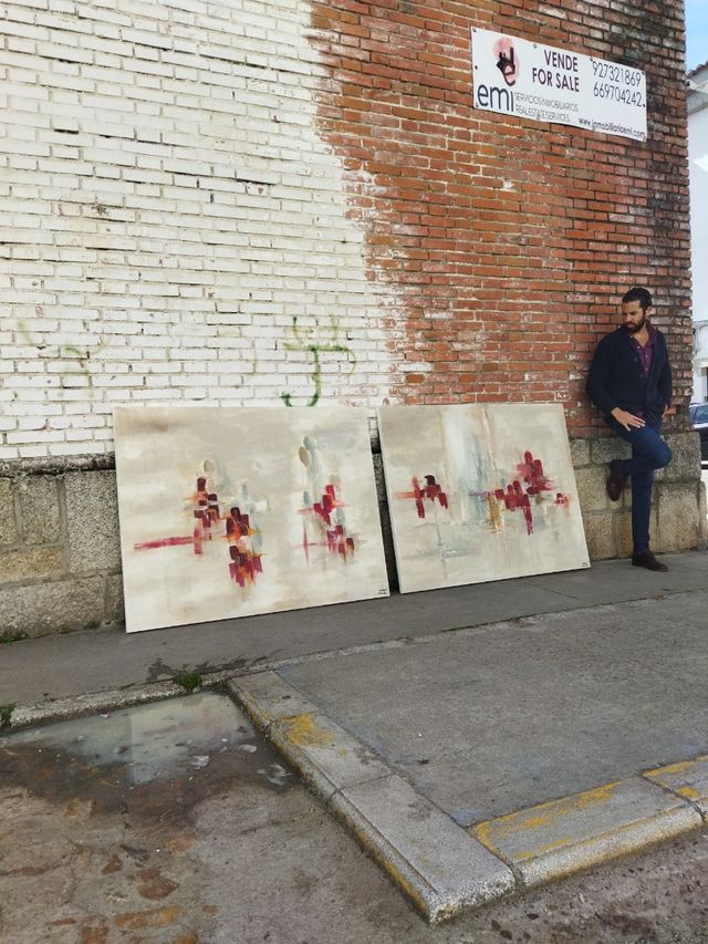 lienzo pareja cuadros abstracto