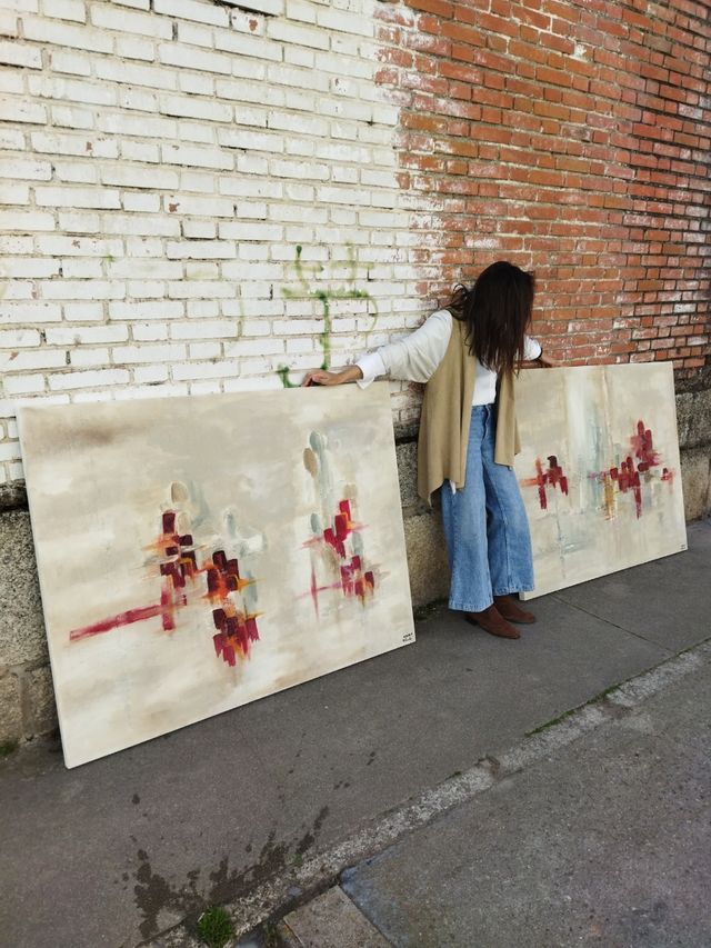 lienzo pareja cuadros abstracto