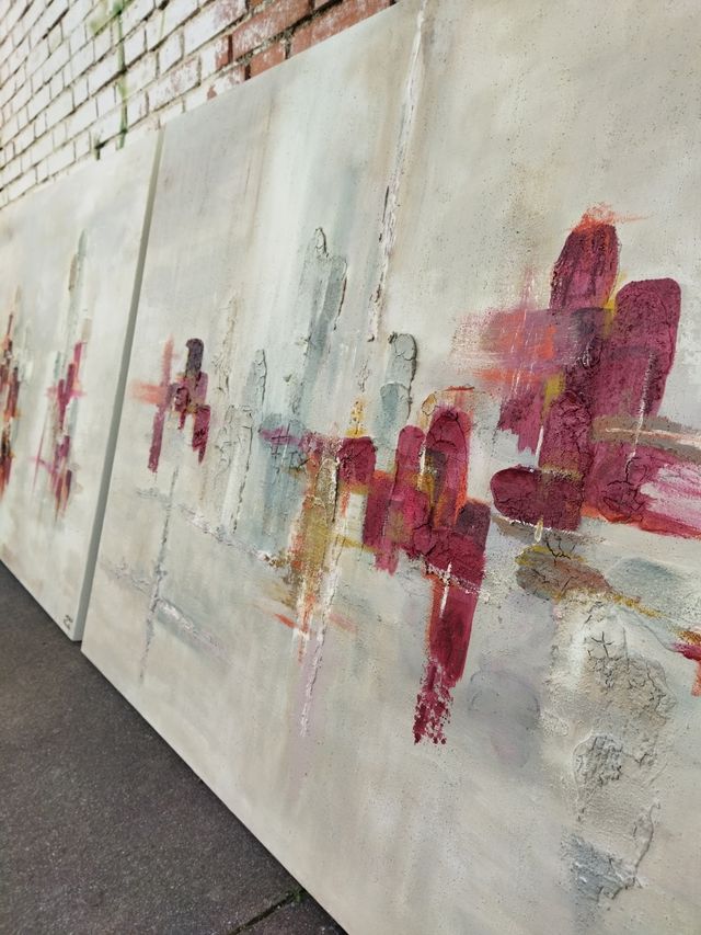 lienzo pareja cuadros abstracto