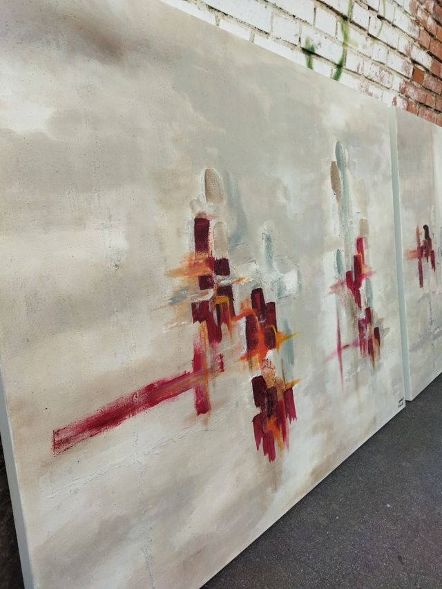 lienzo pareja cuadros abstracto