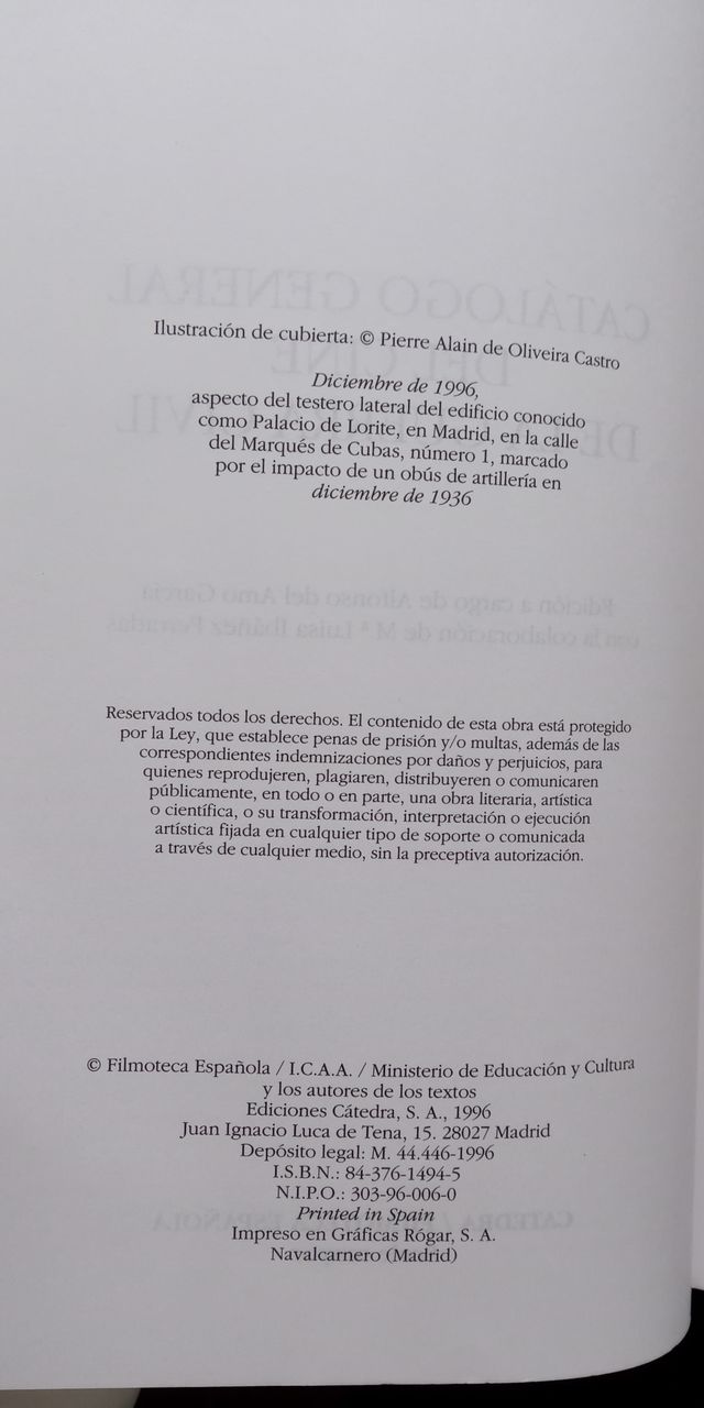 LIBRO CATALOGO GENERAL DEL CINE DE LA GUERRA CIVIL