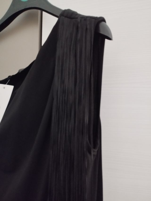 Vestido Mango negro/flecos