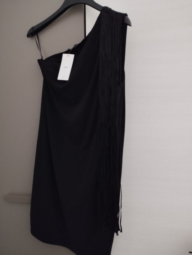 Vestido Mango negro/flecos