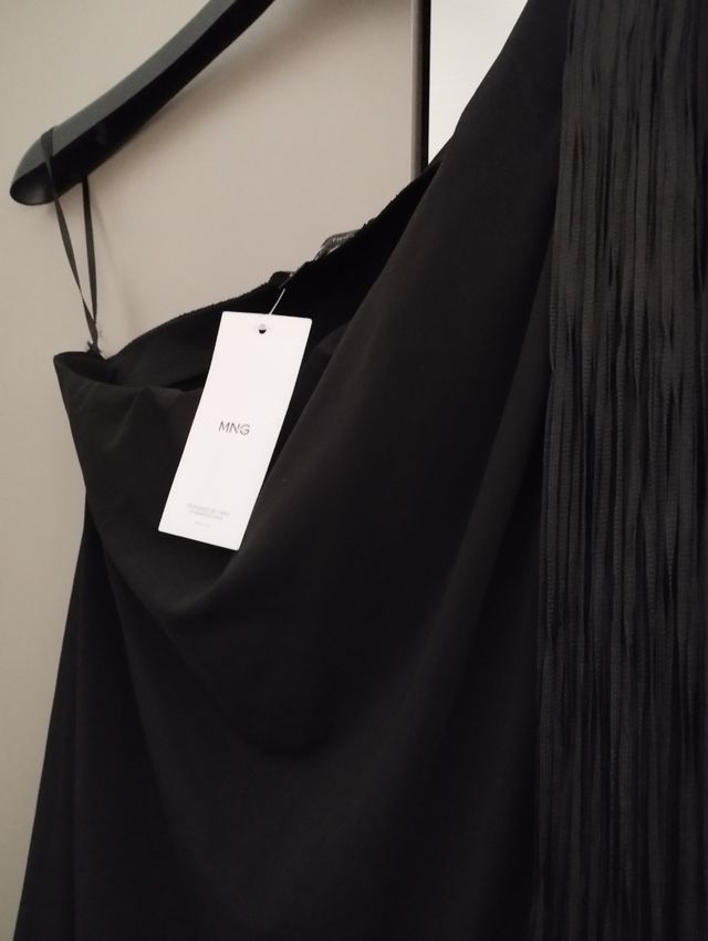 Vestido Mango negro/flecos