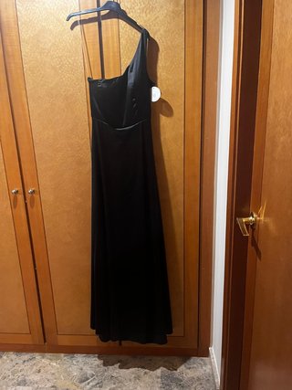 VESTIDO DE RASO AZUL y NEGRO, fiesta, graduación