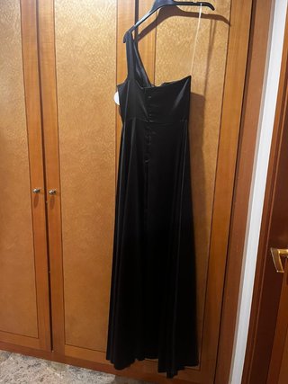 VESTIDO DE RASO AZUL y NEGRO, fiesta, graduación