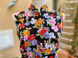 Abito vintage tubino floreale collo alla coreana