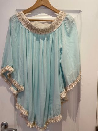 Blusón túnica camisola azul turquesa