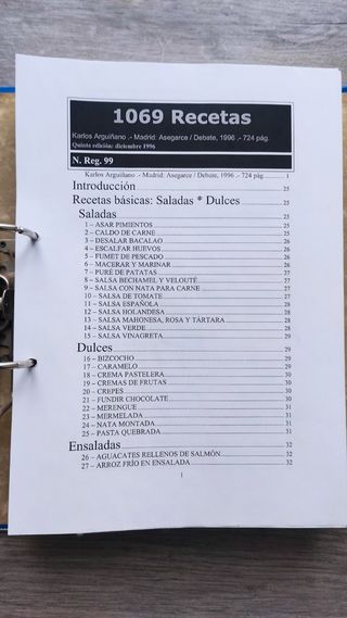 Archivador con 1069 recetas de Karlos Arguiñano 