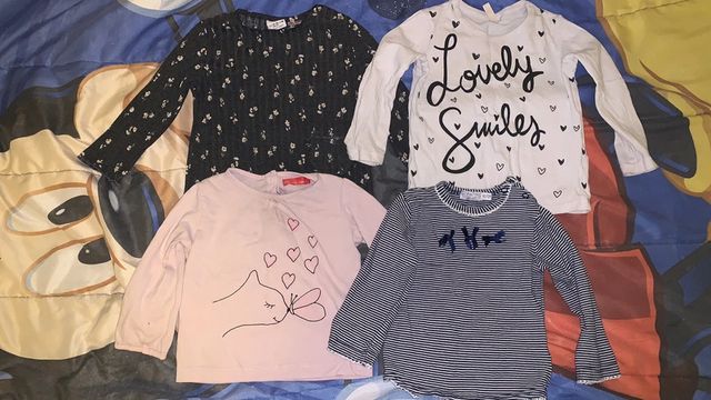 Lotto 4 magliette cotone manica lunga bimba 12/18