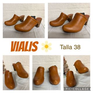 ZUECOS VIALIS PIEL CAMEL TALLA 39