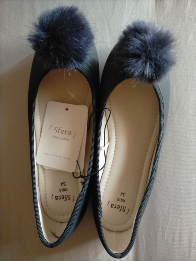 manoletinas azul marino talla 34