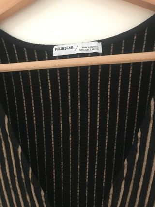 Vestido largo de rayas negro y beige