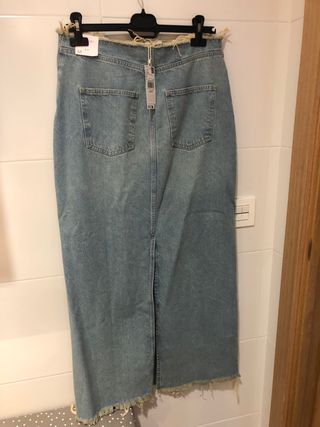 Falda vaquera larga abertura trasera NUEVA