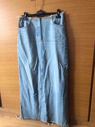 Falda vaquera larga abertura trasera NUEVA