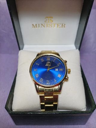 Reloj de cuarzo color oro y azul