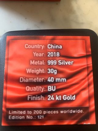 Moneda 1 onza Panda 2018 color 