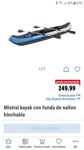 KAYAK / PIRAGUA HINCHABLE FUNDA NAILON