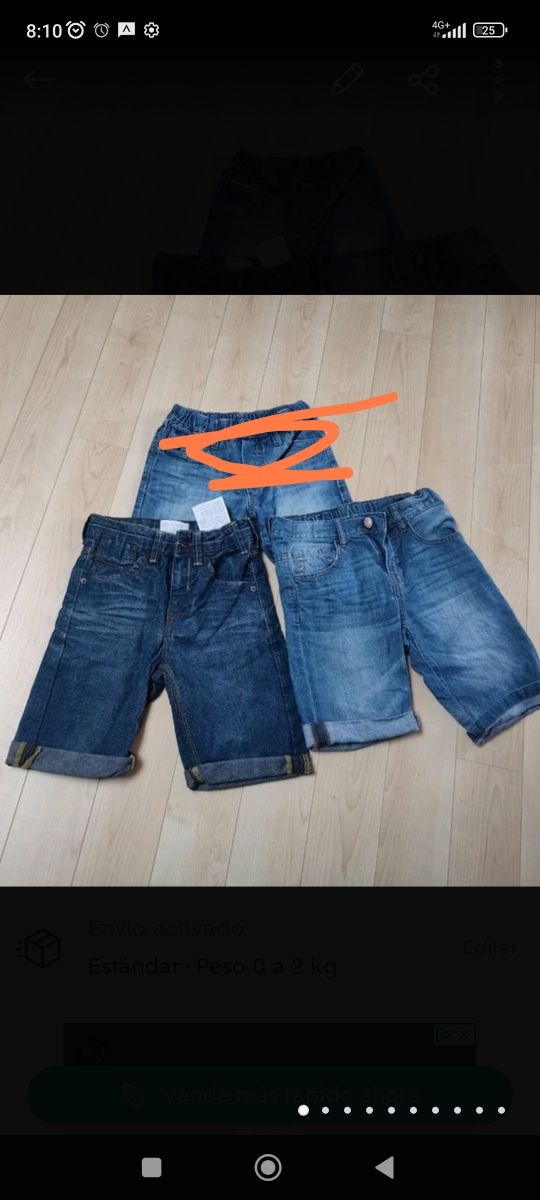 vaqueros cortos 6-7 años