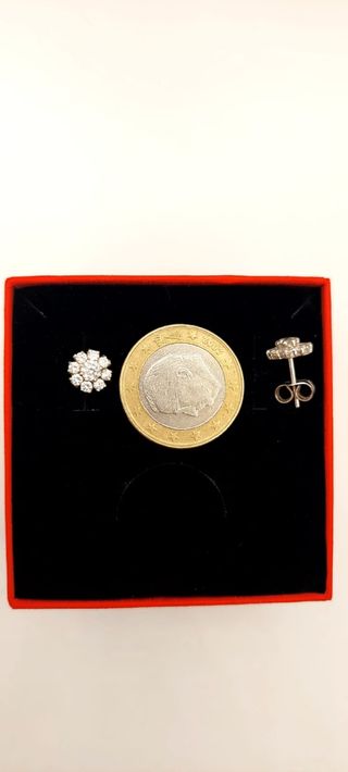Pendientes De Oro Blanco de 18K 