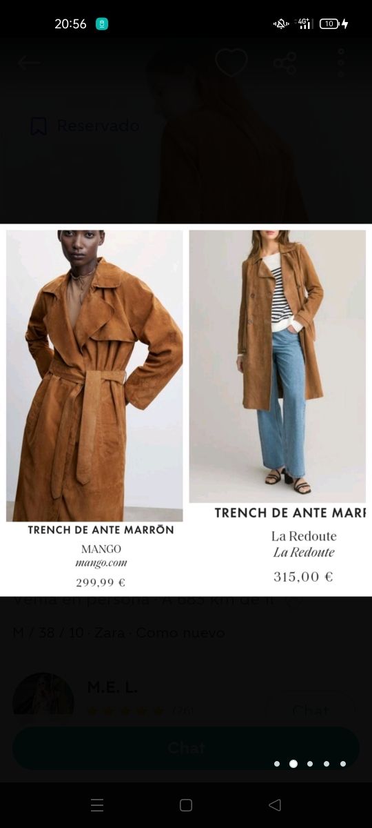 Trench gabardina ante leather Zara