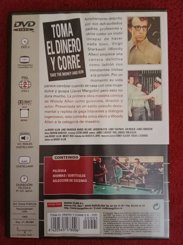 "Toma el dinero y corre" en DVD