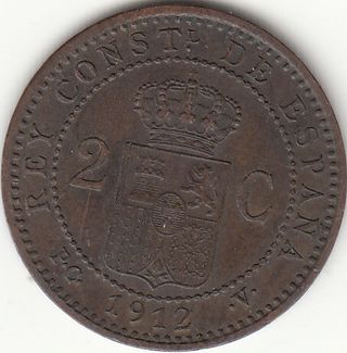 5 MONEDAS DE COBRE ALFONSO XIII / 1 - 2 CENTIMOS