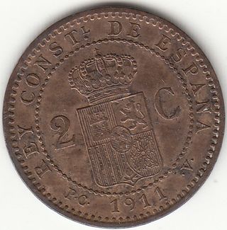 5 MONEDAS DE COBRE ALFONSO XIII / 1 - 2 CENTIMOS