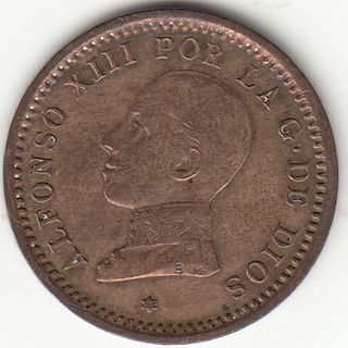 5 MONEDAS DE COBRE ALFONSO XIII / 1 - 2 CENTIMOS