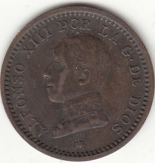 5 MONEDAS DE COBRE ALFONSO XIII / 1 - 2 CENTIMOS