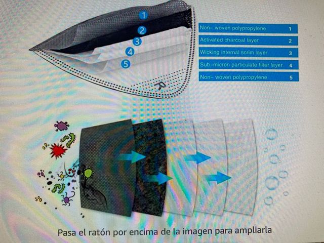 Mascarilla con filtros para deporte, obras, etc