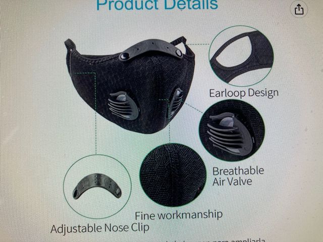 Mascarilla con filtros para deporte, obras, etc