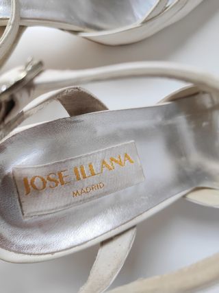 T:37 Zapatos novia boda piel sandalia cerrado blan