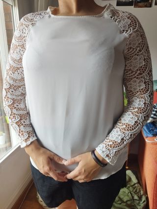 Camisa Blanca encaje Zara