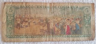 BILLETE DE 5 COLONES, BANCO CENTRAL DE COSTA RICA