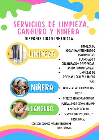 Limpieza, Canguro y Niñera