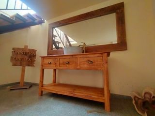 Mueble De Baño Estilo Wabi-Sabi Madera Maciza