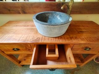Mueble De Baño Estilo Wabi-Sabi Madera Maciza