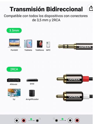 Cable Jack a 2 RCA Nuevos dos unidades