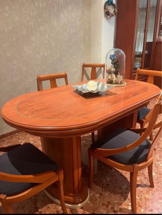 Mueble de comedor con mesa extensible y 6 sillas
