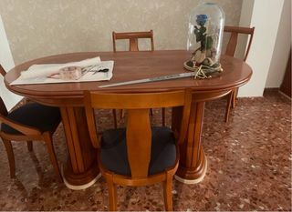 Mueble de comedor con mesa extensible y 6 sillas