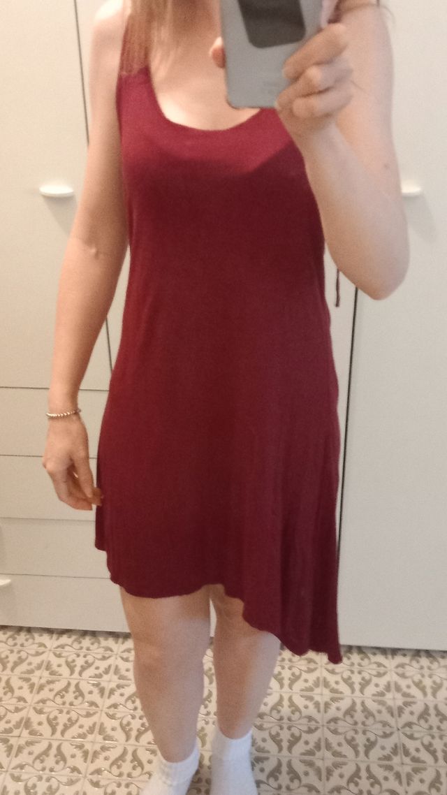vestito estivo 40-44 ita leggero bordeaux fresco