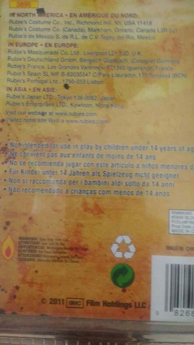 Rubies 3895 dentadura The Walking Dead NUEVO