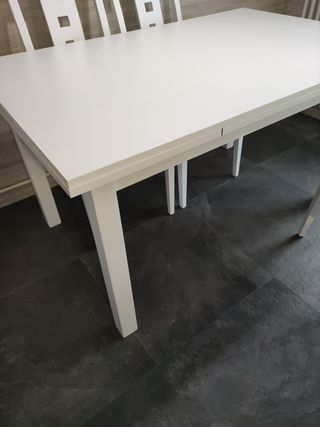 Mesa extensible de madera blanca: 140-180-220