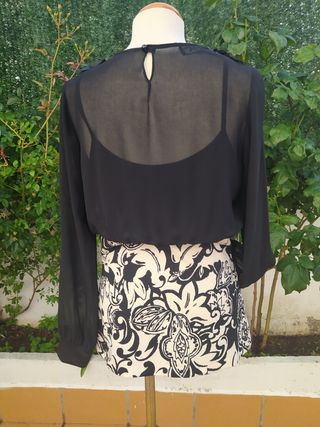 blusa de gasa, manga larga